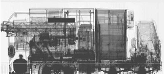 Рис. 9. Рентгеновское изображение досмотренного на радиометрической системе МДКТС «Шток-МНК» автотранспорта